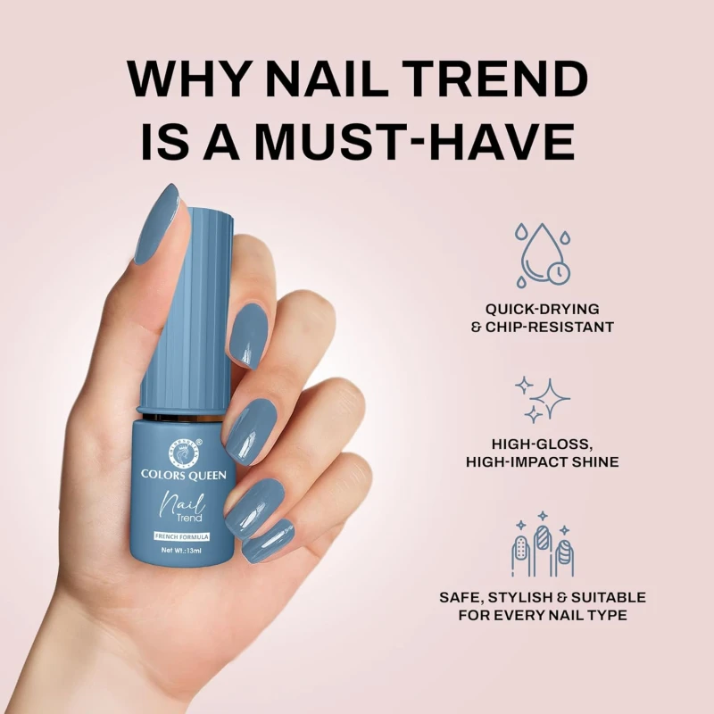 Colors Queen Nail Trend Glossy Nail Polish | Chip Resisting & Quick Drying Nail Paint with High Shine | 7 Toxin Free Formula | Vegan & Cruelty Free | Long Lasting & Vibrant Nail Paint for Women (Dark Winter, 13ml) thumbnail 4